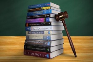 college text books stacked