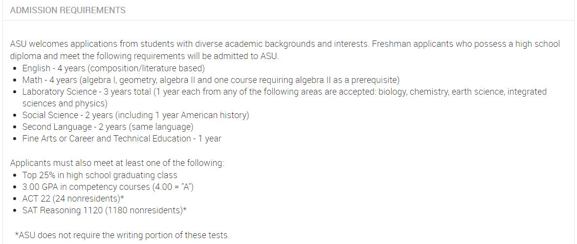 ASU admissions