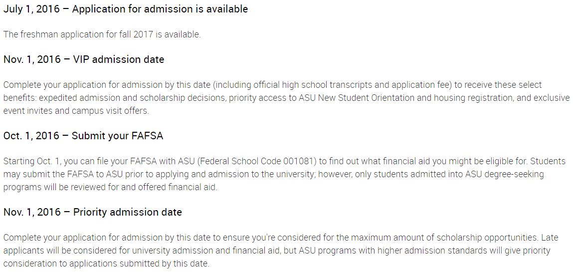 ASU dates